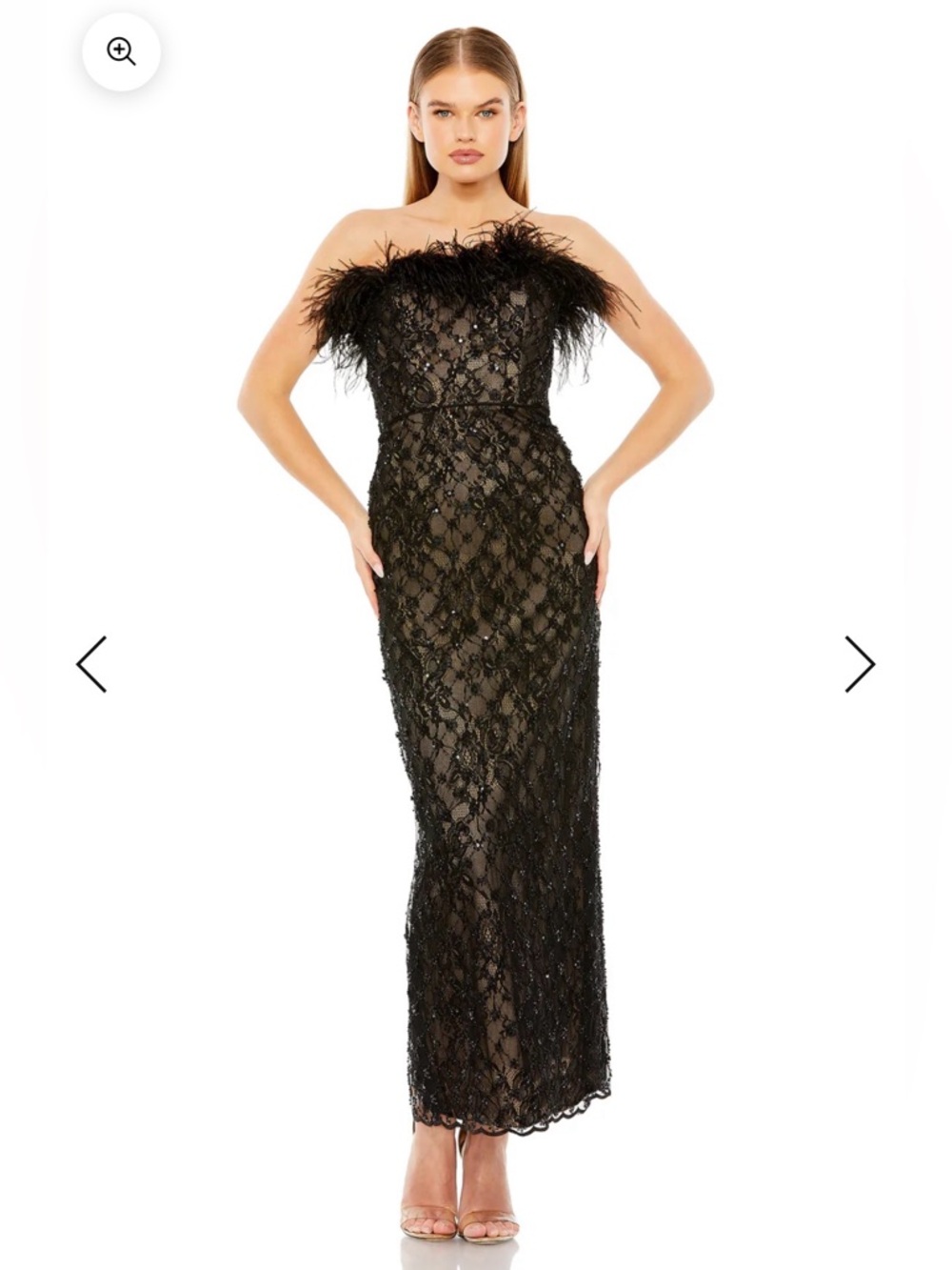 Mac Duggal Beaded Strapless Tea Length Dress Beaded Detail & Strapless Sz 12 NWT